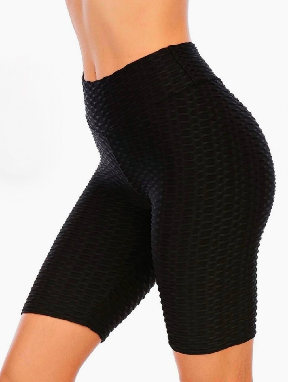 Forever 21 High Rise Scrunch Butt Textured Black Biker Short Size Small